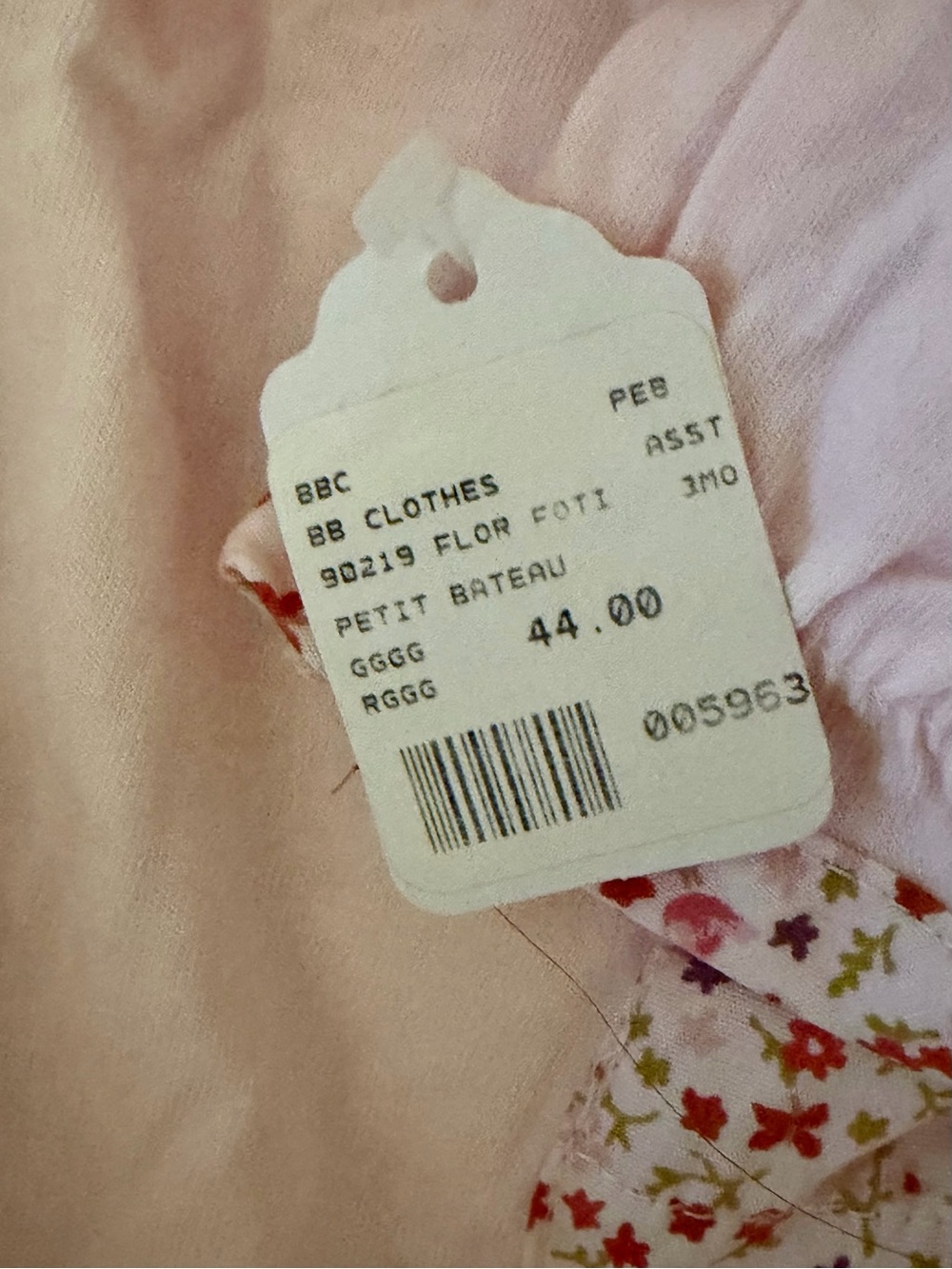 NWT Petit Bateau Baby Pink Floral-Trim One-Piece Romper - Picture 6 of 6
